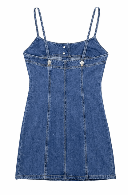 Denim mini jurk met knopen