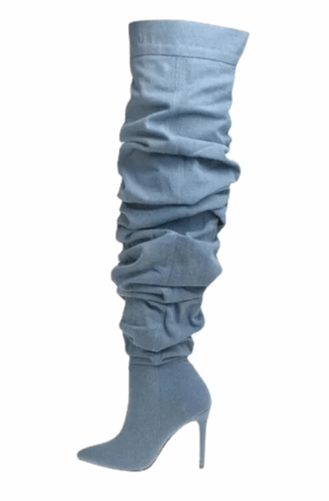 Denim overknee laarzen met plooien