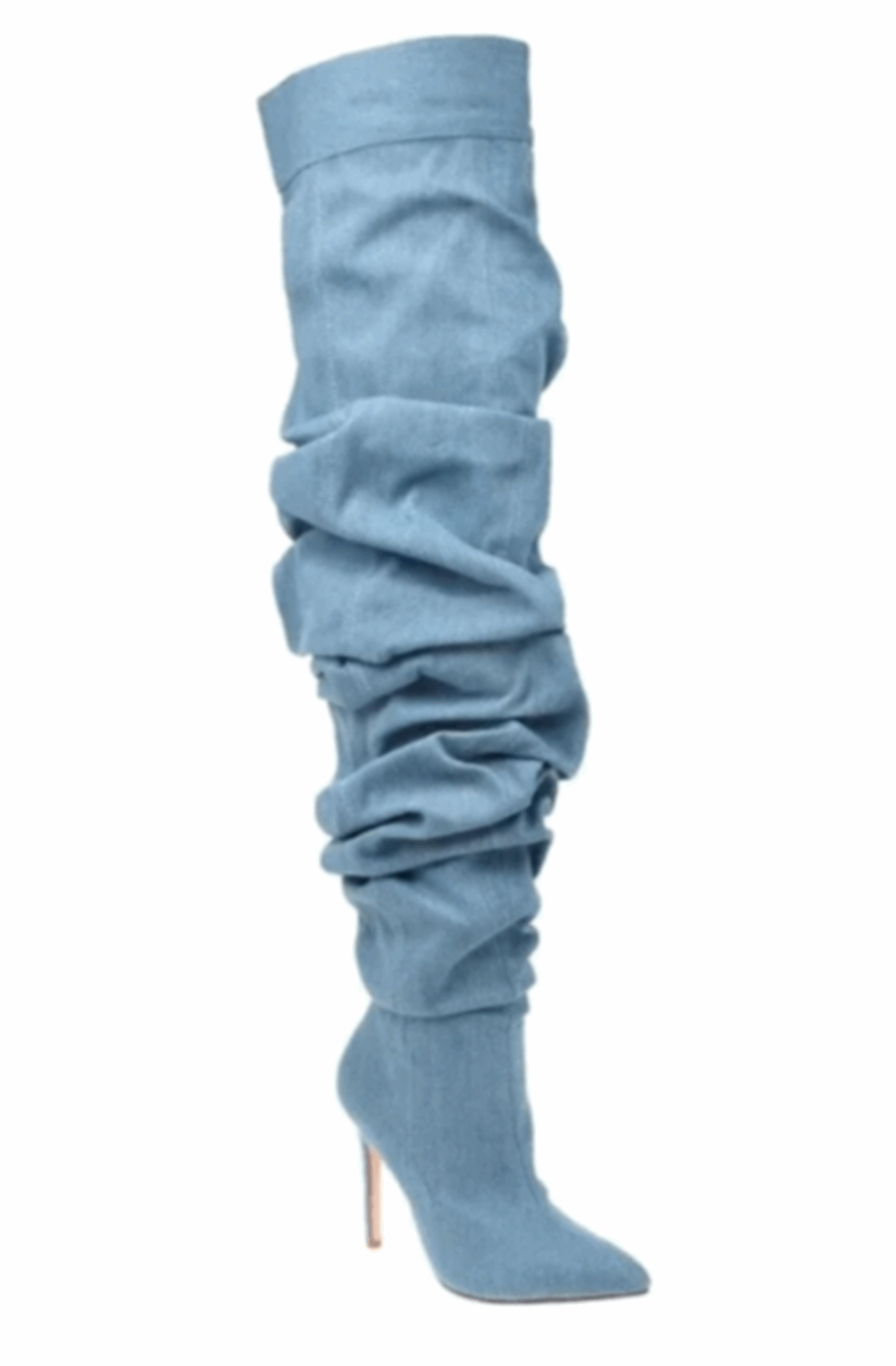 Denim overknee laarzen met plooien