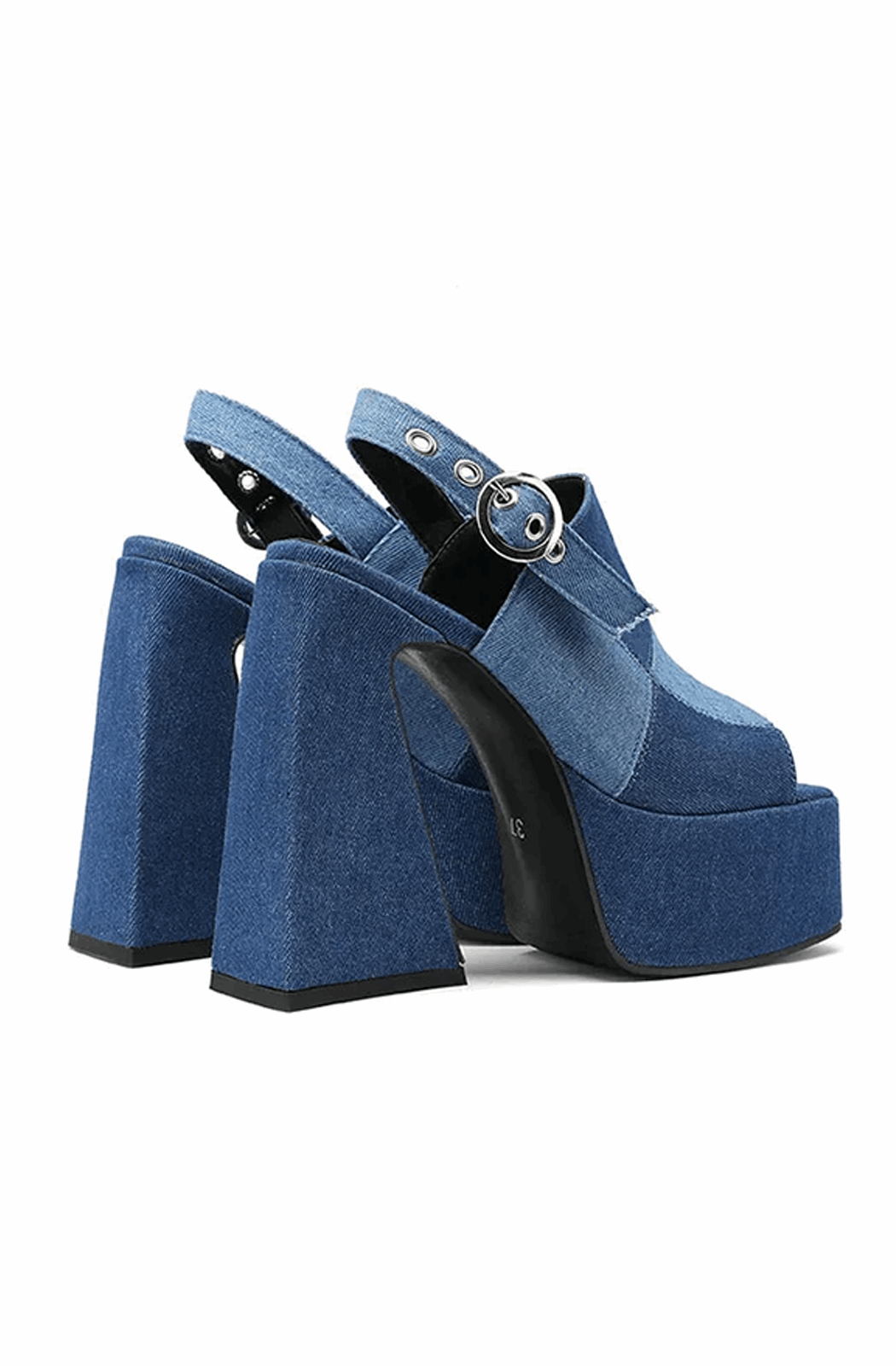 Denim plateausandalen met hoge hakken