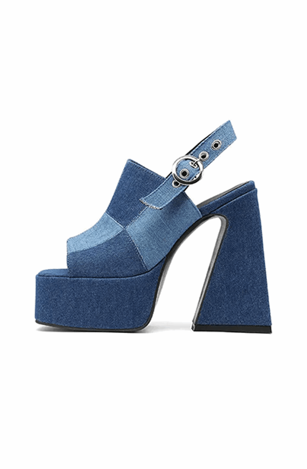 Denim plateausandalen met hoge hakken