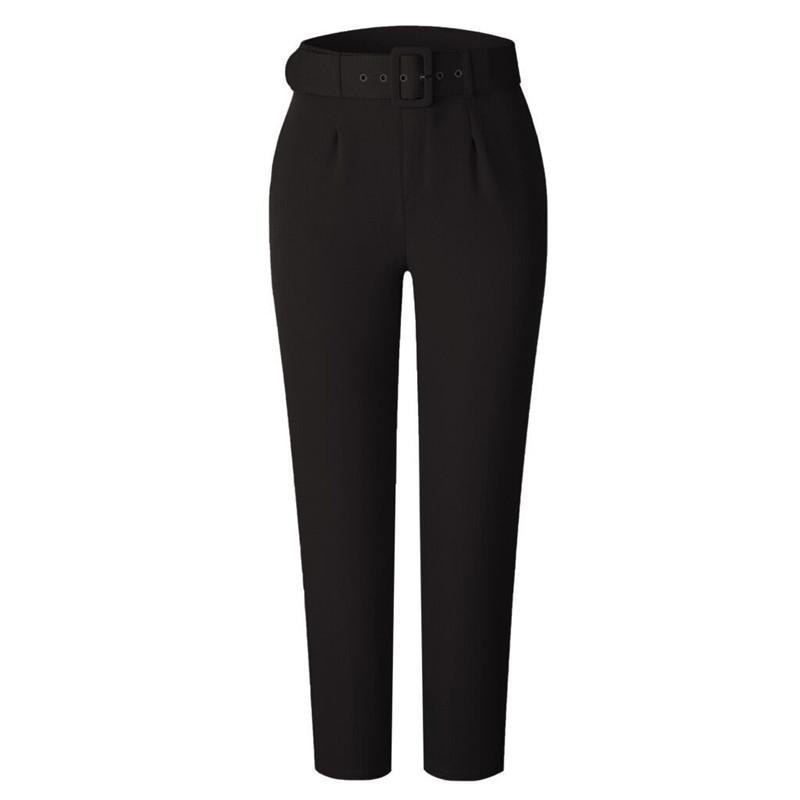 Effen casual broek met hoge taille