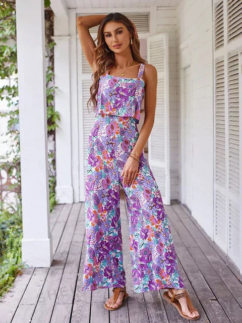 ByLinn - Jumpsuit met wijde pijpen en bloemen