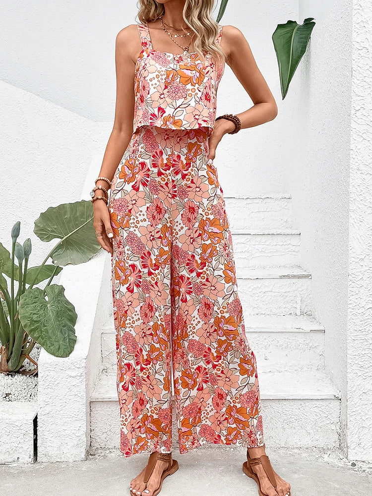 ByLinn - Jumpsuit met wijde pijpen en bloemen