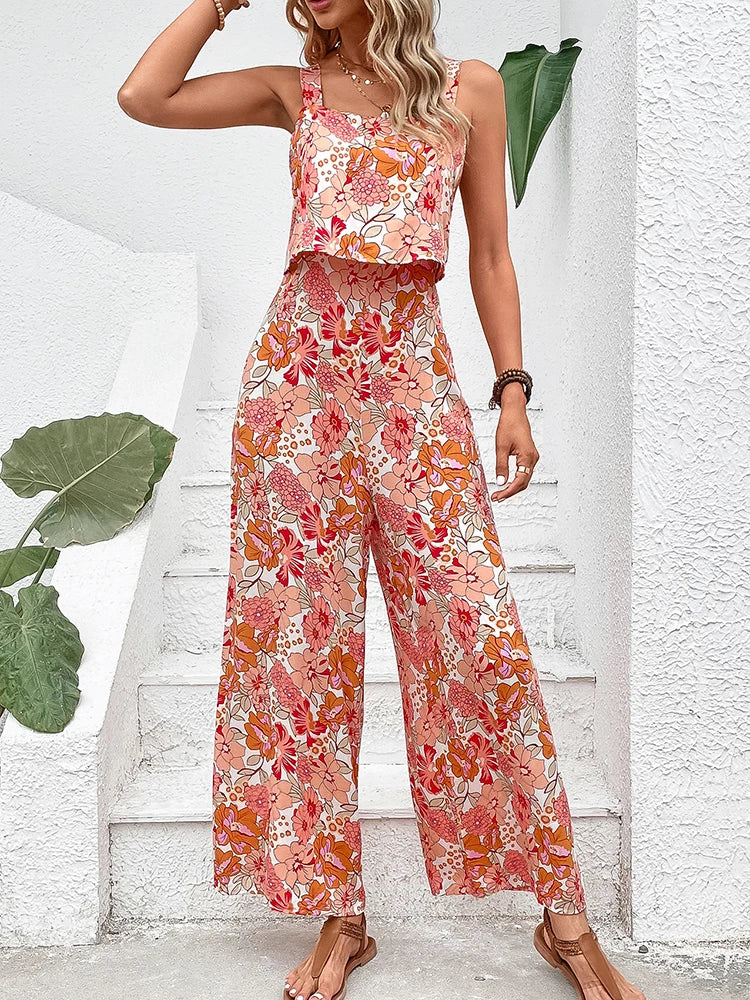 ByLinn - Jumpsuit met wijde pijpen en bloemen