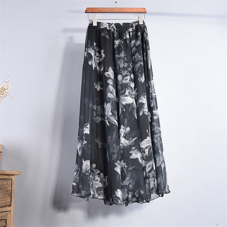 Elegante lange chiffon rok met hoge taille voor de zomer, Saia