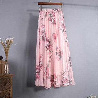 Elegante lange chiffon rok met hoge taille voor de zomer, Saia