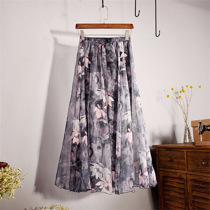 Elegante lange chiffon rok met hoge taille voor de zomer, Saia