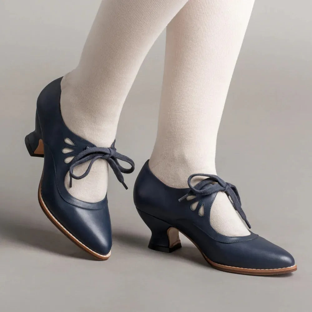 Elegante retro schoenen met lage hak