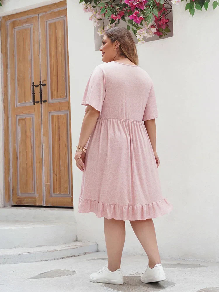 MonLu - Plus size kant midi jurk