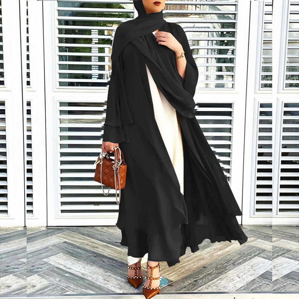 Open Luchtige Abaya met Hijab - Comfortabel & Elegant