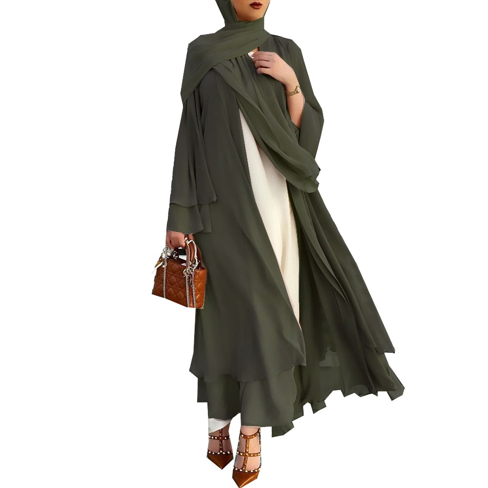 Open Luchtige Abaya met Hijab - Comfortabel & Elegant