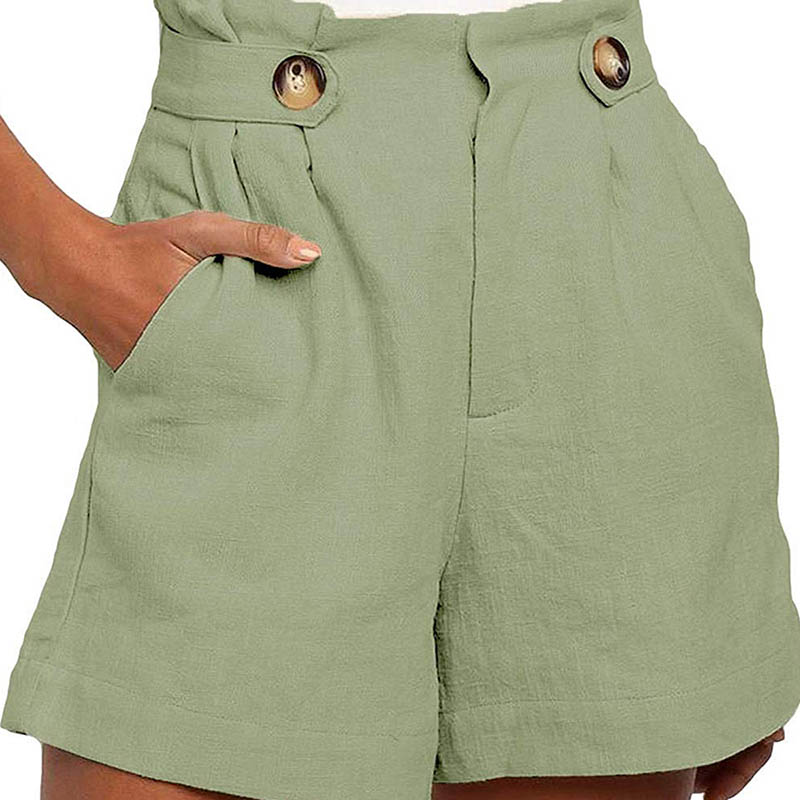 Korte shorts met hoge taille en knopen en zakken