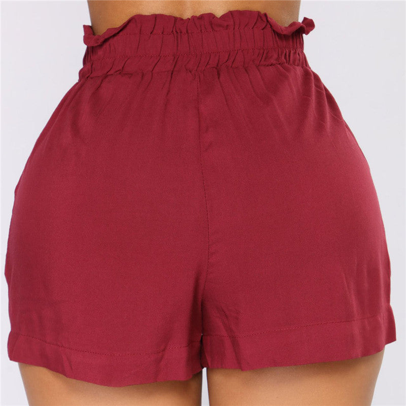 Korte shorts met hoge tailleband en riem