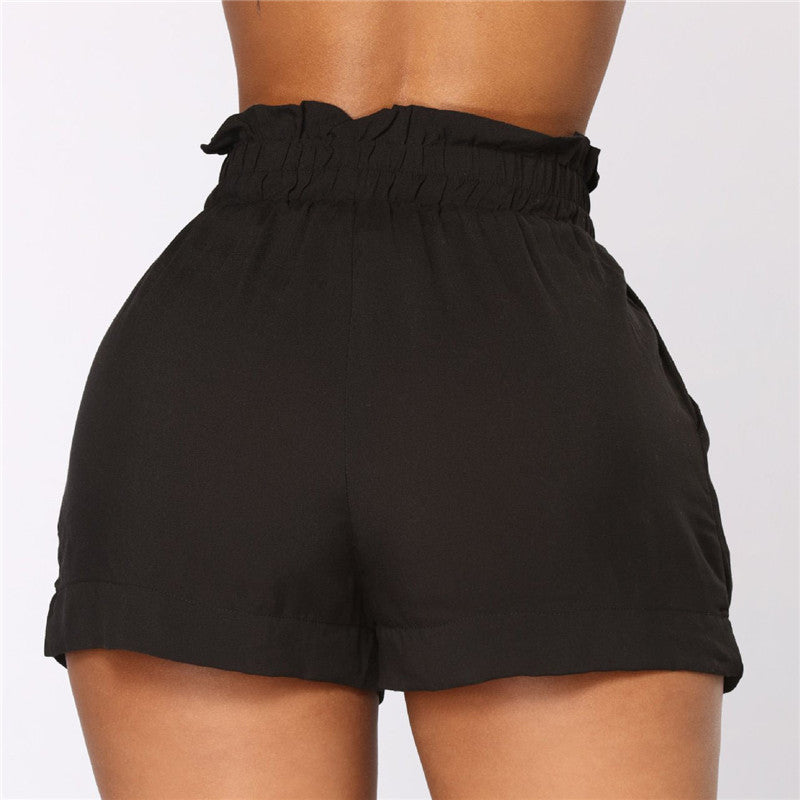 Korte shorts met hoge tailleband en riem