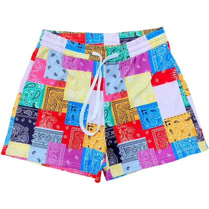 Korte shorts met veelkleurig ruitpatroon