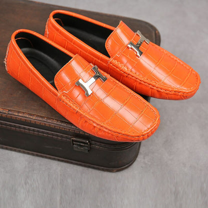 Leren loafers in krokodillenstijl