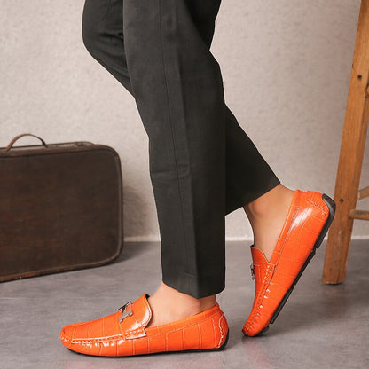 Leren loafers in krokodillenstijl