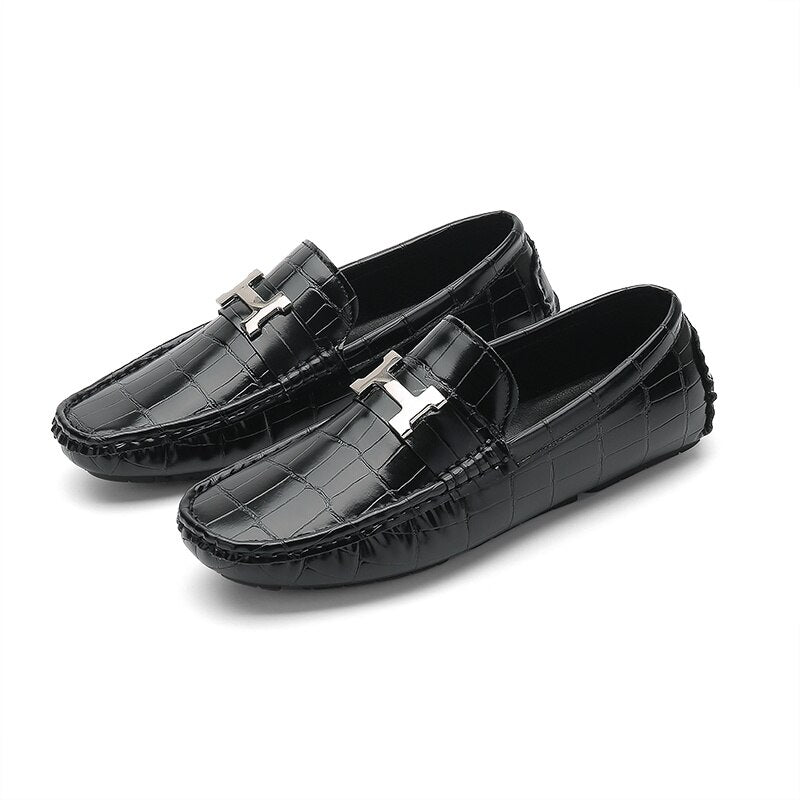 Leren loafers in krokodillenstijl