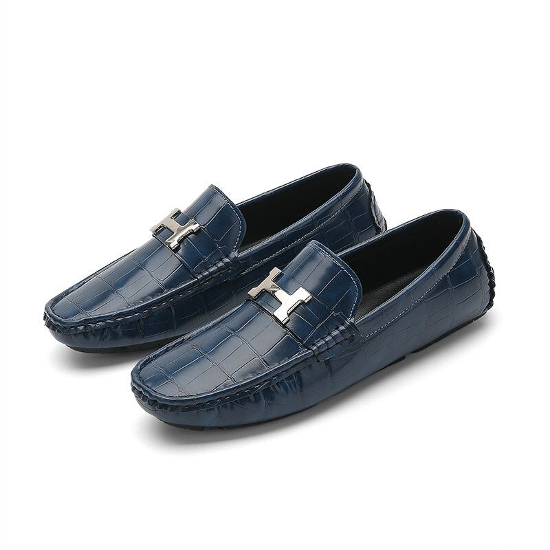 Leren loafers in krokodillenstijl