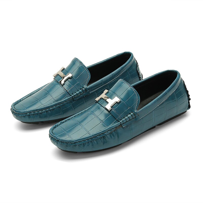 Leren loafers in krokodillenstijl