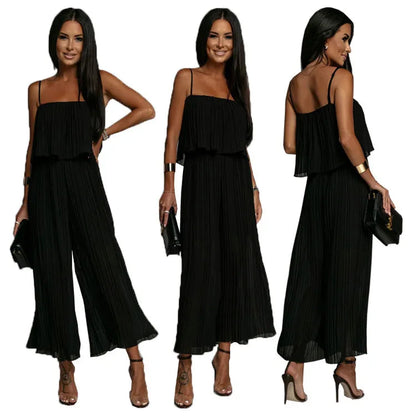 Losse, geplooide jarretel jumpsuit