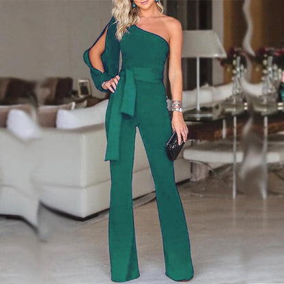 MiSun - One shoulder jumpsuit met open mouw en riem