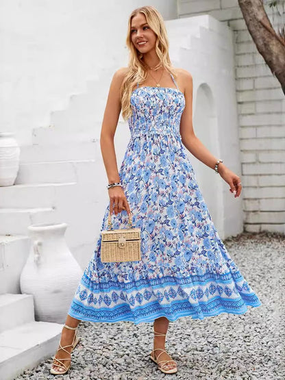 MiSun - Halter maxi jurk met bloemenprint