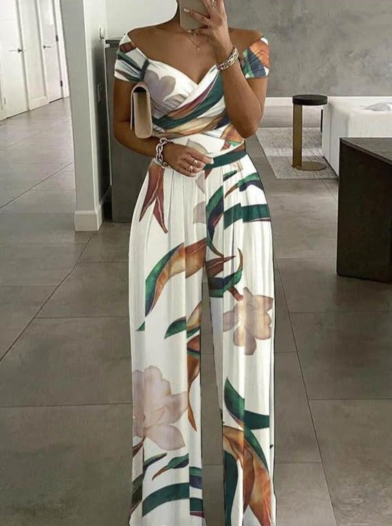 Casual wide leg jumpsuit met print