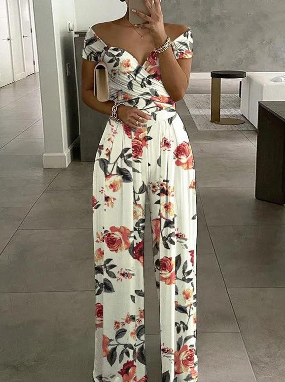 Casual wide leg jumpsuit met print