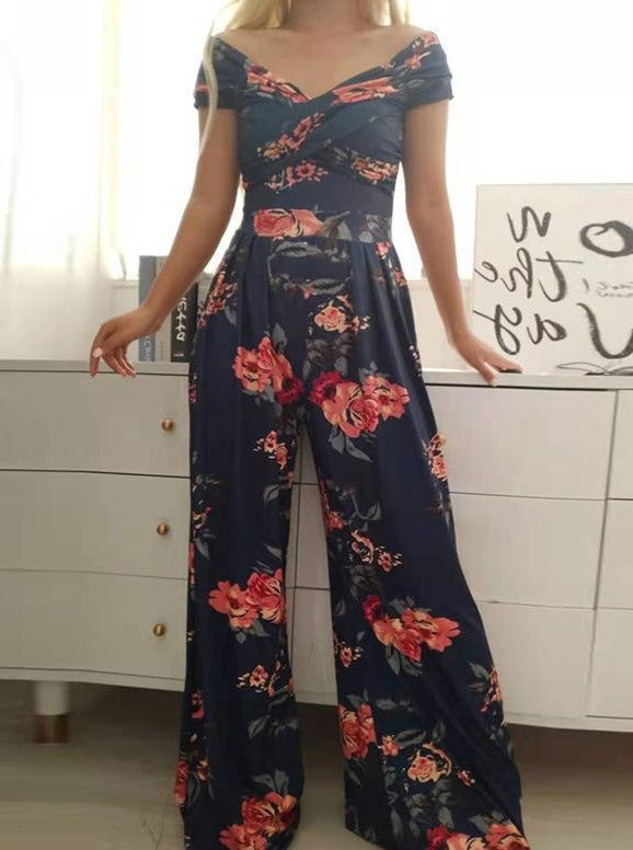 Casual wide leg jumpsuit met print