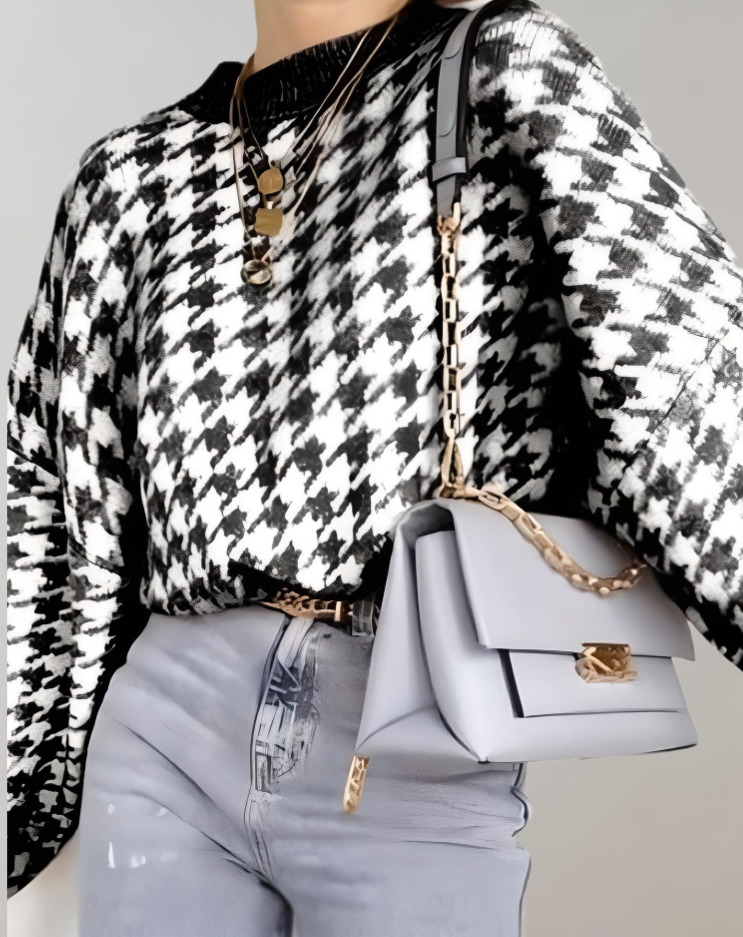 Maud - Oversized houndstooth trui voor dagelijks gebruik