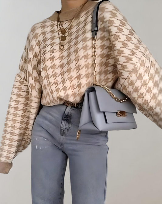 Maud - Oversized houndstooth trui voor dagelijks gebruik