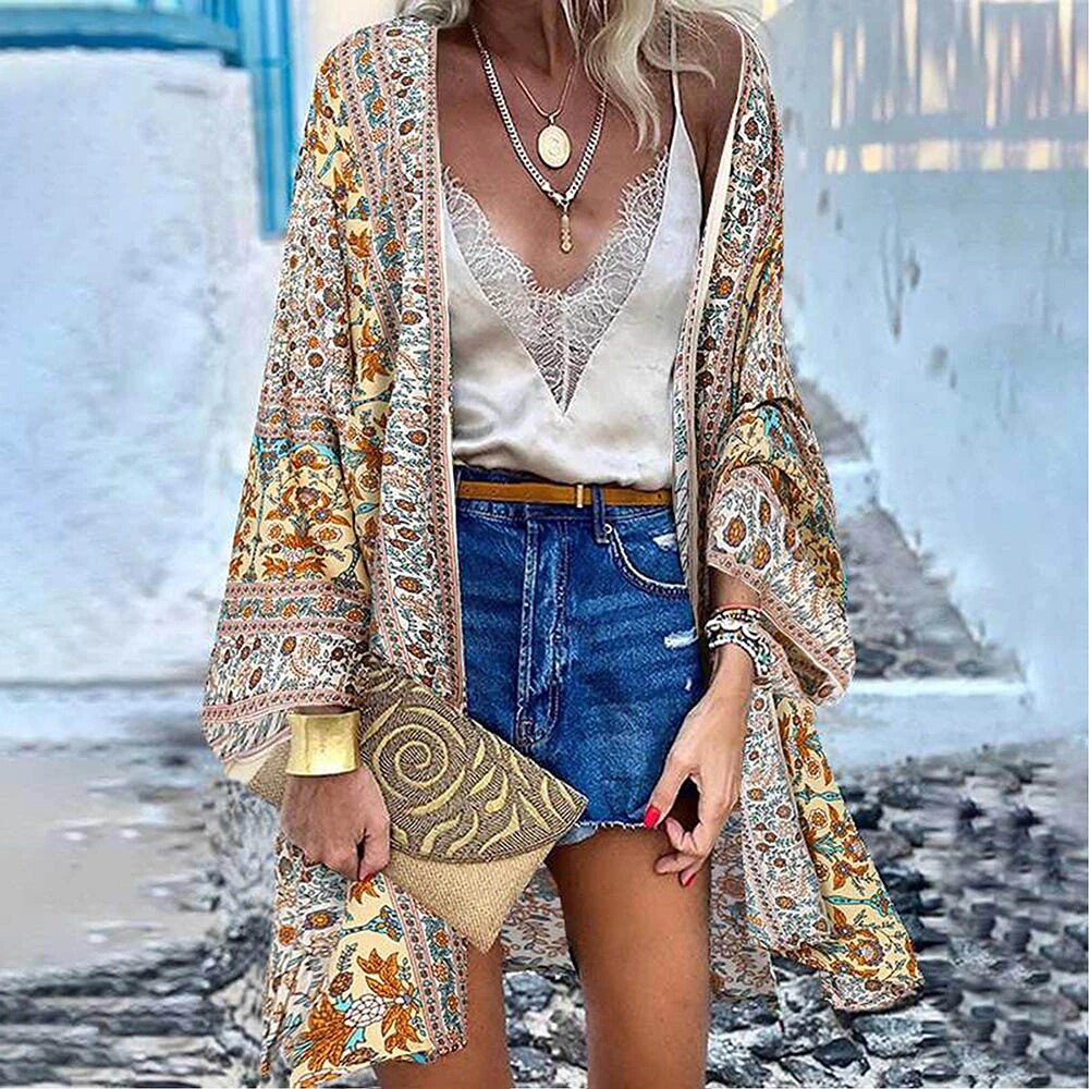 Plaid in boho kimono stijl