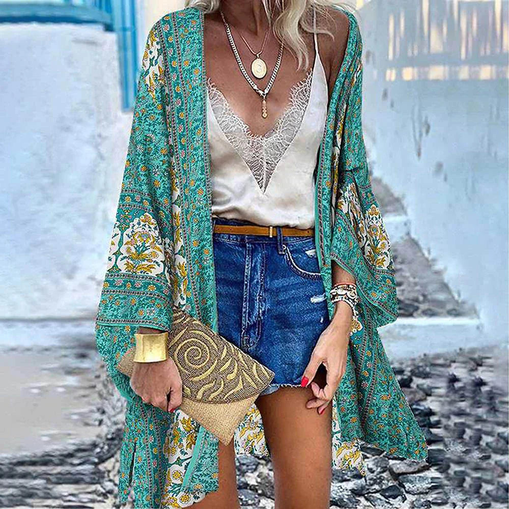 Plaid in boho kimono stijl