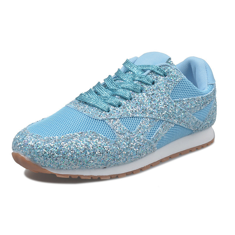 Platform sneakers met pailletten en strassteentjes