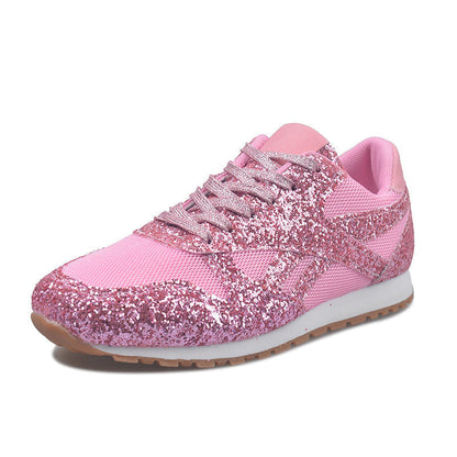 Platform sneakers met pailletten en strassteentjes