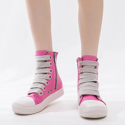 Robuuste en elegante leren sneakers met hoge top