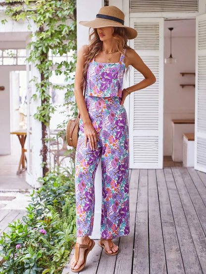 ByLinn - Jumpsuit met wijde pijpen en bloemen