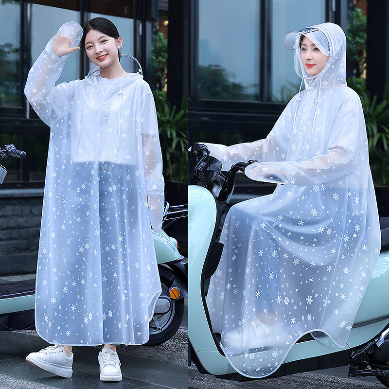 DryTac - Sneeuwvlok print transparante regenjas poncho