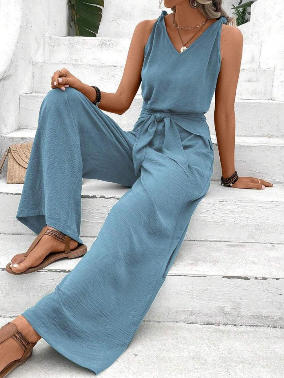 LuMore - Blauwe stijlvolle jumpsuit