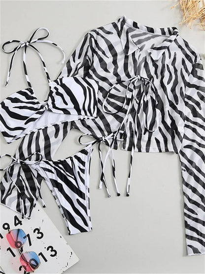 AquaLivv - Driedelige bikini set met zebra print