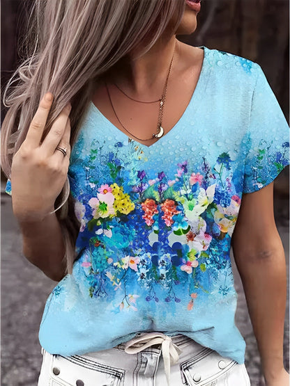 Shirt met bloemenprint en V-halslijn