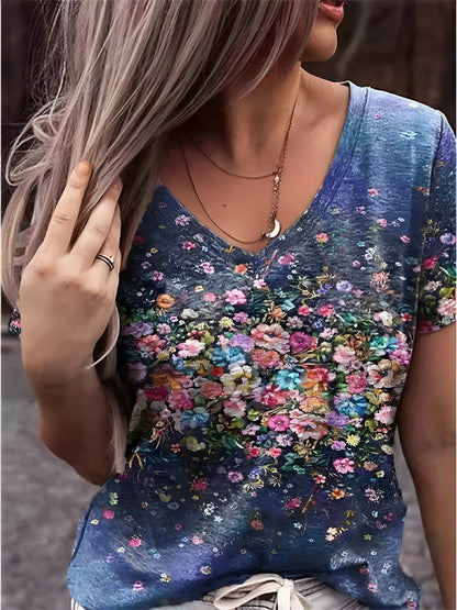 Shirt met bloemenprint en V-halslijn