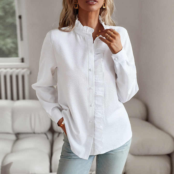 Stijlvolle blouse met lange mouwen en manchetkraag