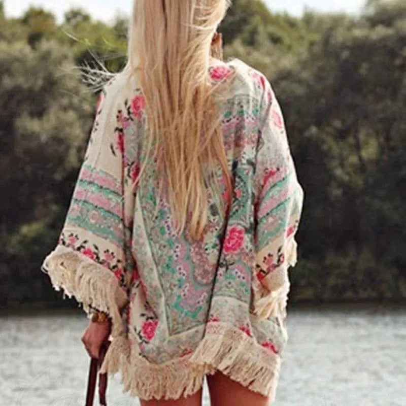 Strandkimono met franjes