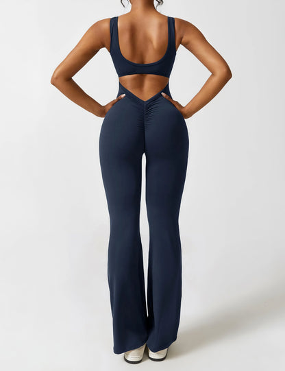 UITLOPENDE JUMPSUIT MET V-RUG