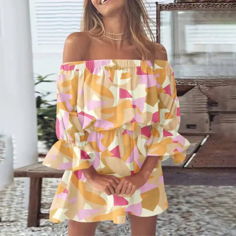 MonLu - Off shoulder mini jurk met print