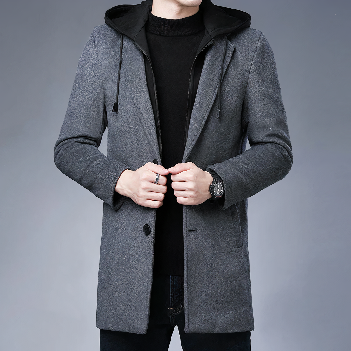 Lucas - Heren Wollen Trenchcoat