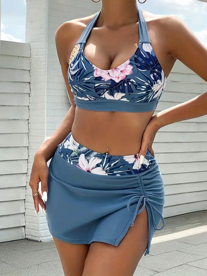 AquaLivv - Driedelige bikini set met print